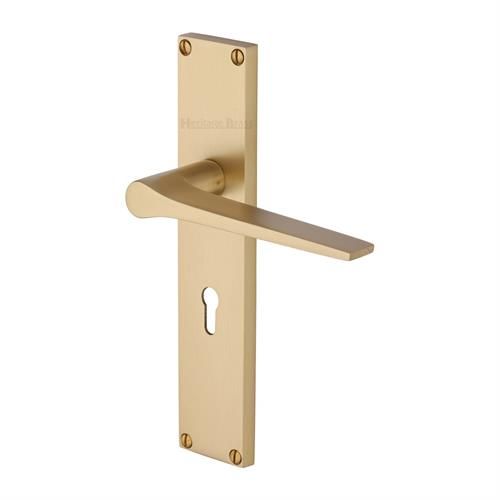 M.Marcus Heritage Brass Gio Door Handle on Backplate - Pair