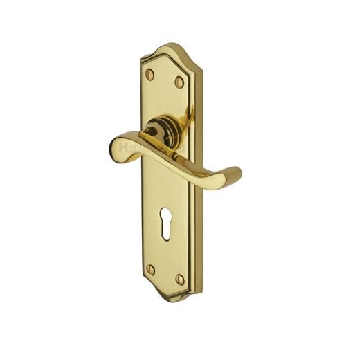 M.Marcus Heritage Brass Buckingham Door Handle on Backplate - Pair