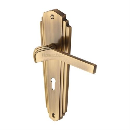 M.Marcus Heritage Brass Waldorf Door Handle on Backplate - Pair