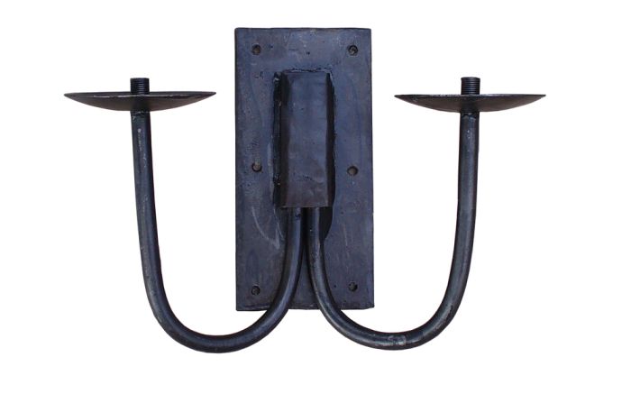 Cottingham - Handforged Double Candle Wall Light - Black Beeswax
