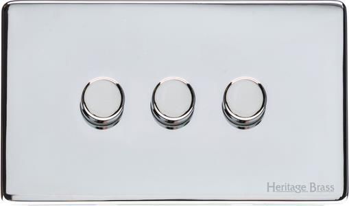 Heritage Brass Vintage Range Polished Chrome, X02 - 3 Gang Dimmer 250 watts (Compatible with halogen/ incandescent bulbs)