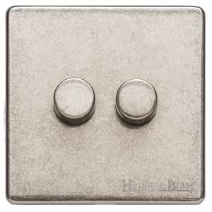 Heritage Brass Vintage Range Rustic Nickel, XRN - 2 Gang Dimmer 250 watts (Compatible with halogen/ incandescent bulbs)