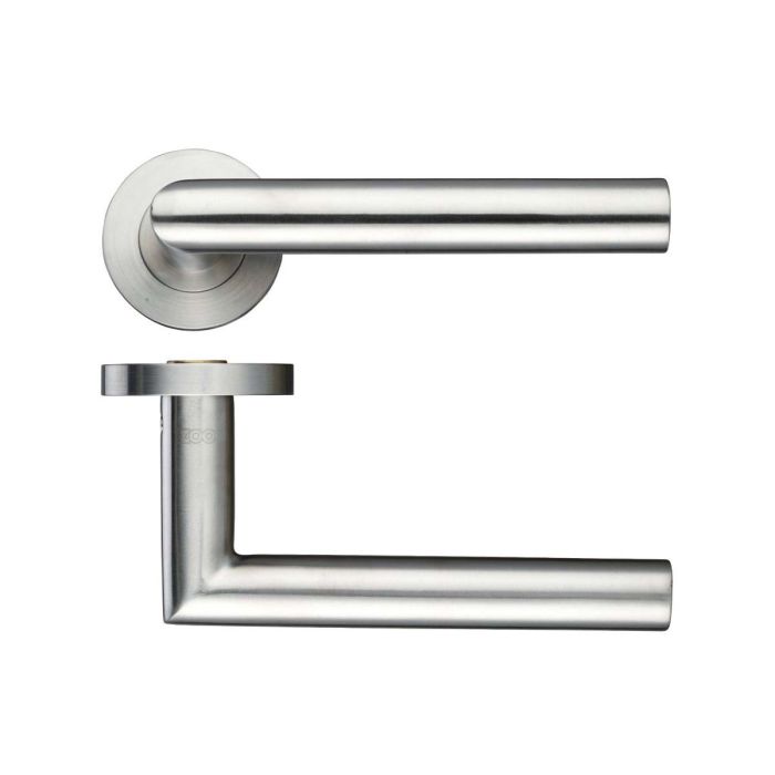 Zoo Hardware - 19mm Grade 304 Oval Mitred Door Handle on Push-on Rose - Satin Stainless Steel - Pair