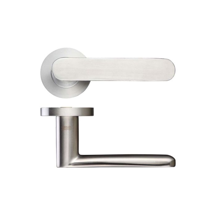 Zoo Hardware - Atlas Door Handle on Rose - Satin Stainless Steel - Pair