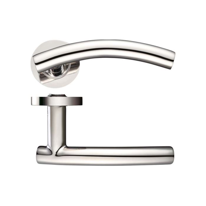 Zoo Hardware - Arched T-bar Door Handle on Rose - Polished Stainless Steel - Pair