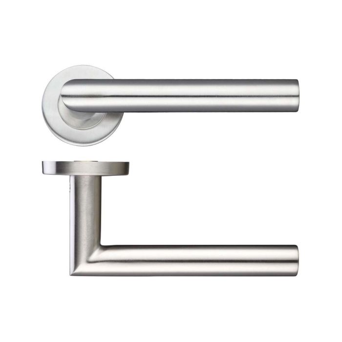 Zoo Hardware - 19mm Grade 201 Mitred Door Handle on Push-on Rose - Satin Stainless Steel - Pair