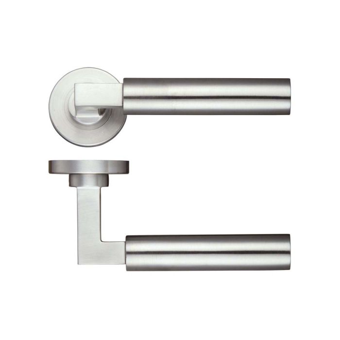 Zoo Hardware - Architectural Orion Door Handle on Rose - Satin Stainless Steel - Pair
