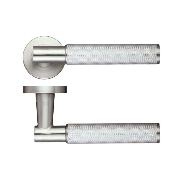 Zoo Hardware - Architectural Athena Door Handle on Rose - Satin Stainless Steel - Pair