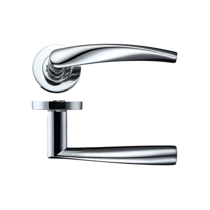 Zoo Hardware - Stanza Designer Vesta Door Handle on Rose - Polished Chrome - Pair