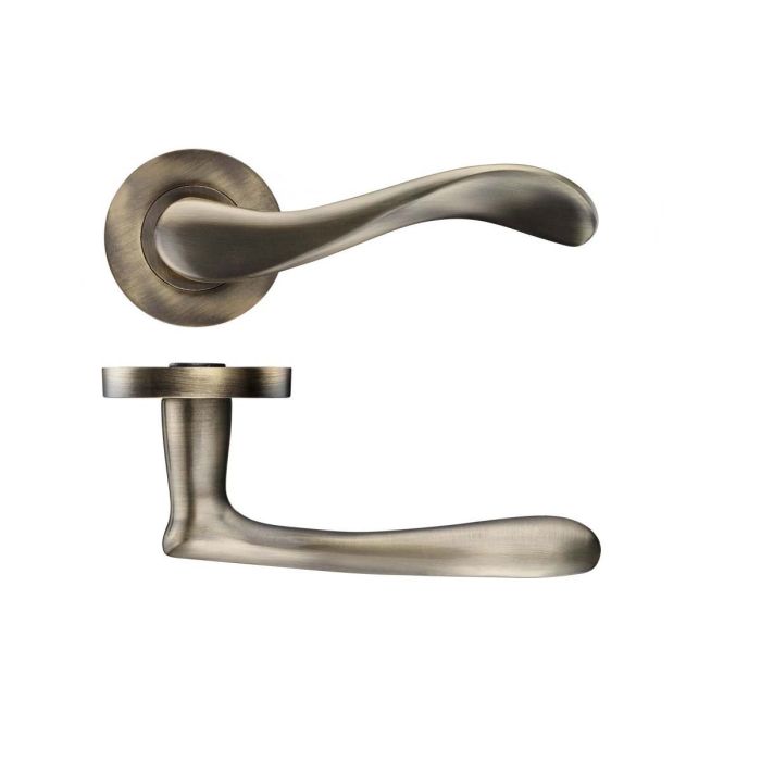 Zoo Hardware - Stanza Designer Asti Door Handle on Rose - Florentine Bronze - Pair