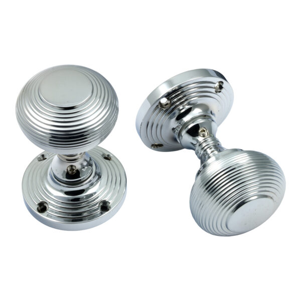 Prima Polished Chrome 'Reeded'Mortice Knob (Half Sprung) BC96