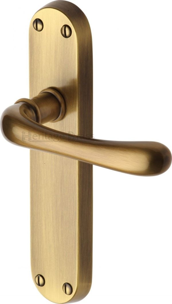 Heritage Brass Door Lever Handle Luna in Antique Brass Finish
