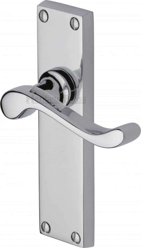 Heritage Brass Door Lever Handle Bedford in Polished Chrome Finish