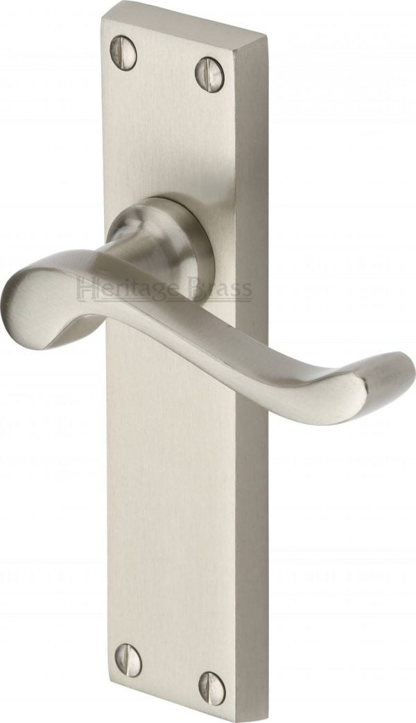 Heritage Brass Door Lever Handle Bedford in Satin Nickel Finish