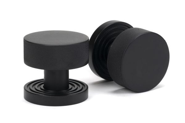 From the Anvil Matt Black Brompton Mortice/Rim Knob Set (Beehive)