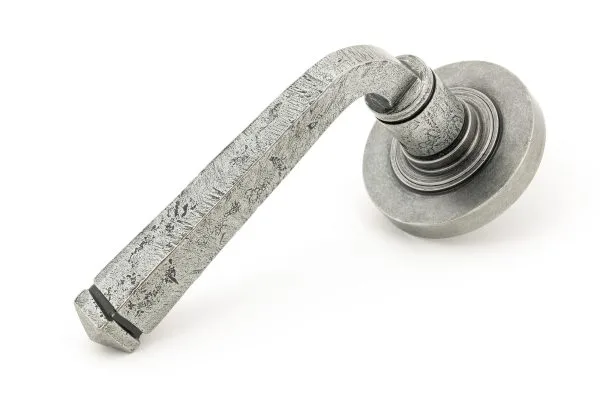 Pewter Avon Round Lever on Rose Set (Plain Rose) 45631