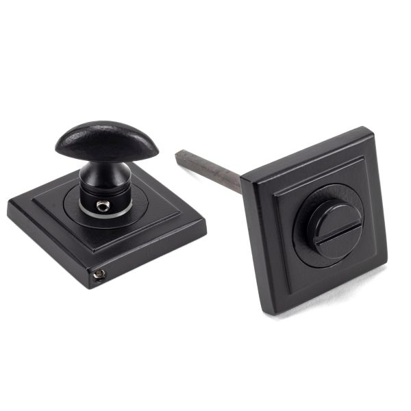 Matt Black Round Thumbturn Set (Square Rose) 49547
