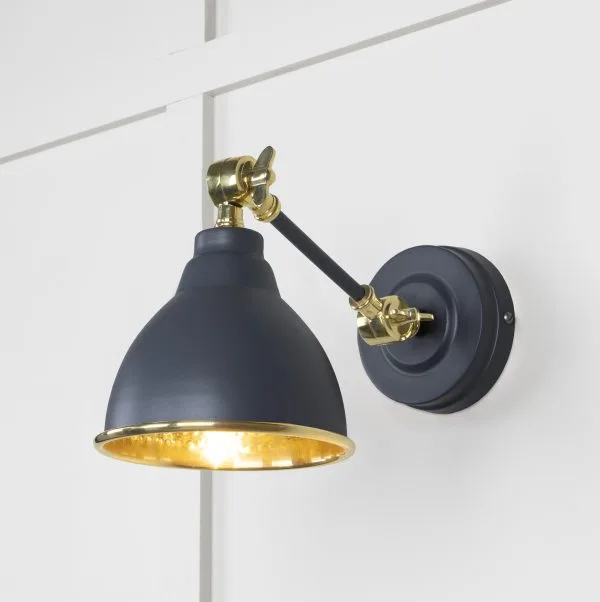 From the Anvil Hammered Brass Brindley Wall Light in Slate